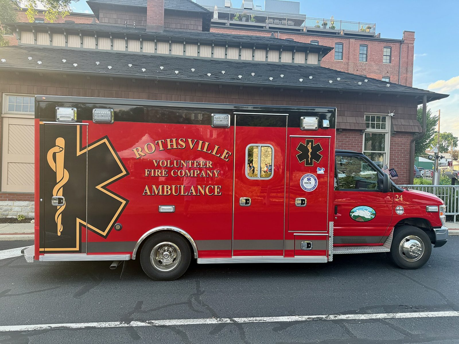 Placeholder photo of a red Type III ambulance